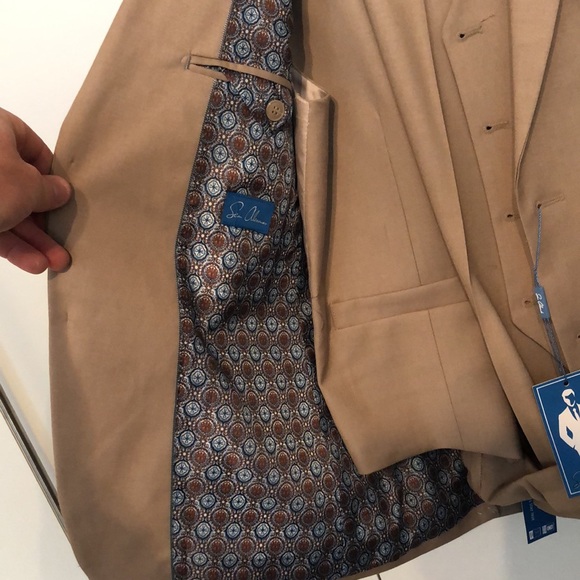 NEW Sean Alexander Mens 3 - Piece suit 42r - flax tan slim fit - Picture 3 of 5